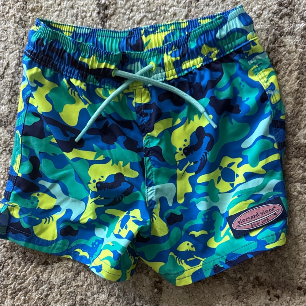 Vineyard Vines Blue & Green Camo Swim Shorts